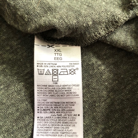 Old Navy Dark Green V-Neck Linen Blend Shirt XXL - Picture 4 of 4